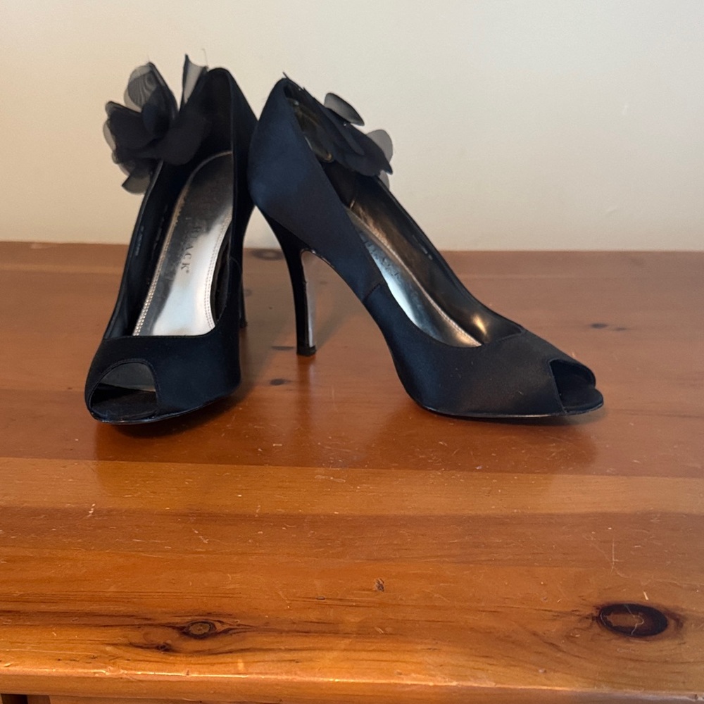 White House Black Market Black Peep-Toe Heels